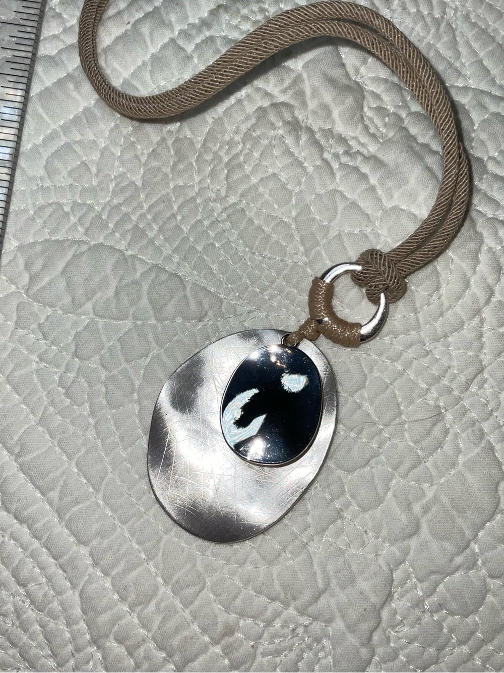 J. Jill Beige Cord Necklace with Silver Pendant - Picture 2 of 6